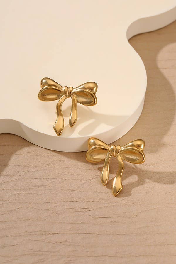 Stainless Steel Tarnish Free Bow Stud Earrings