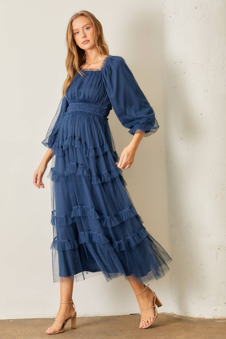 Navy Ruffle Dress