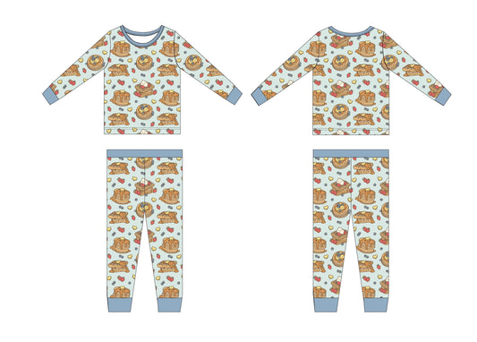 Blue Waffly Cute Jam Set ONE 2T