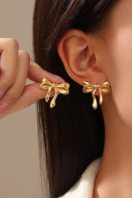 Stainless Steel Tarnish Free Bow Stud Earrings