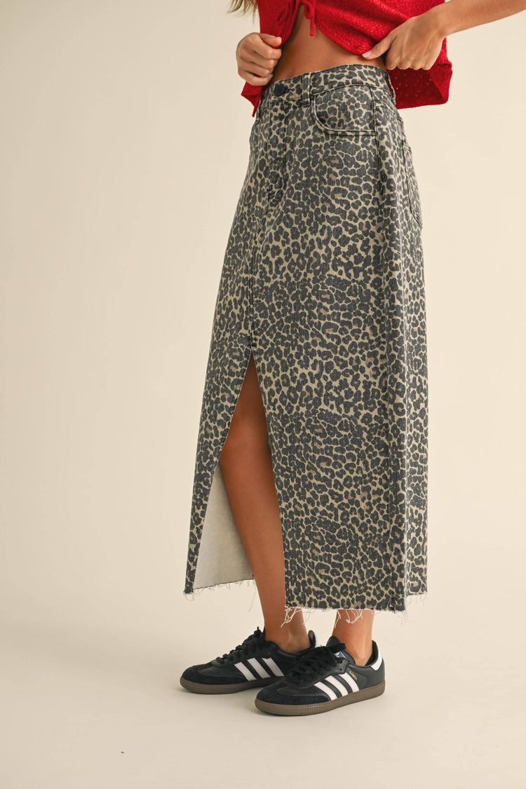 Willow Leopard Slit Skirt