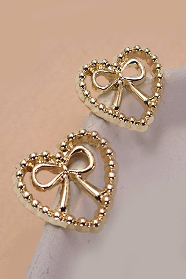 Heart Bow Stud Earrings ONE LEFT