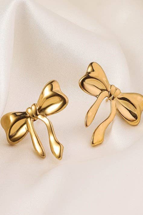 Stainless Steel Tarnish Free Bow Stud Earrings