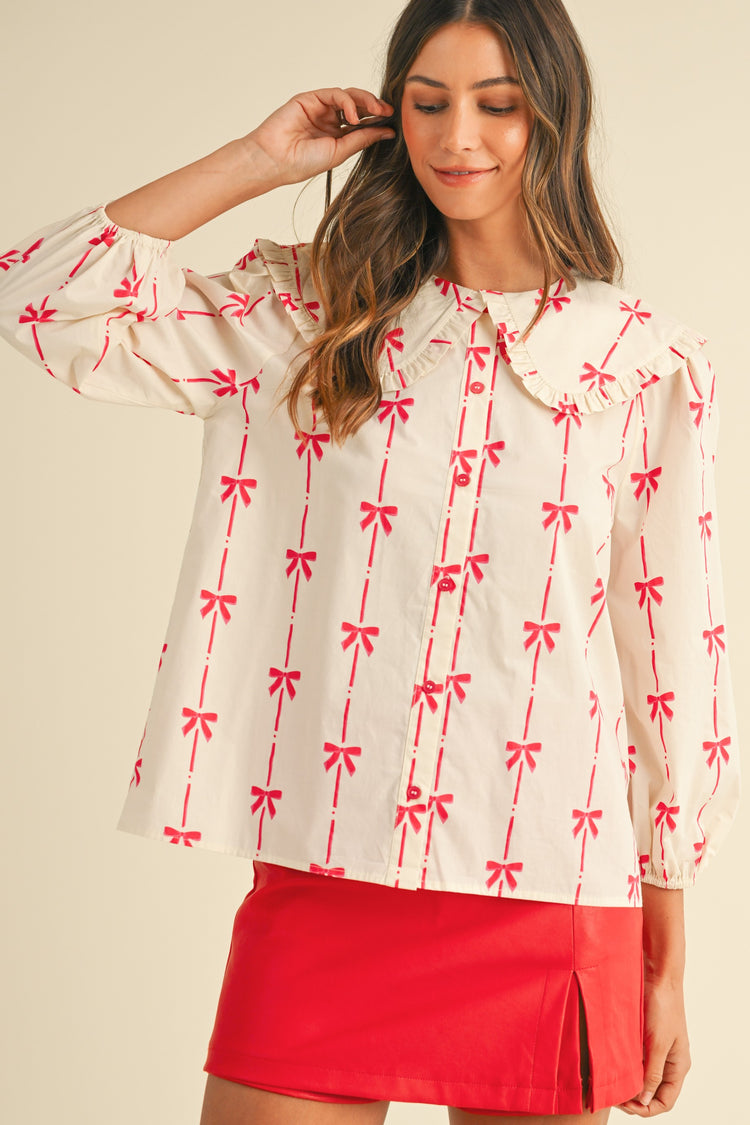 Holly Bow Poplin Blouse