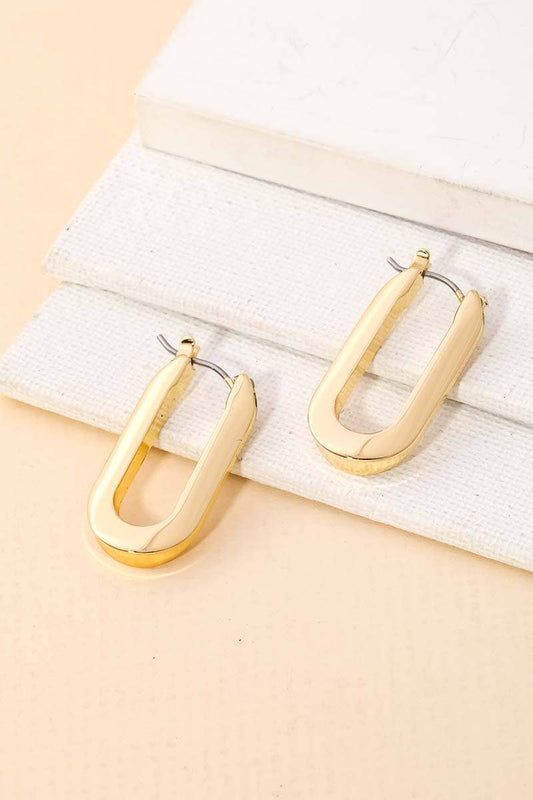 Smooth Gold U Huggie Earrings