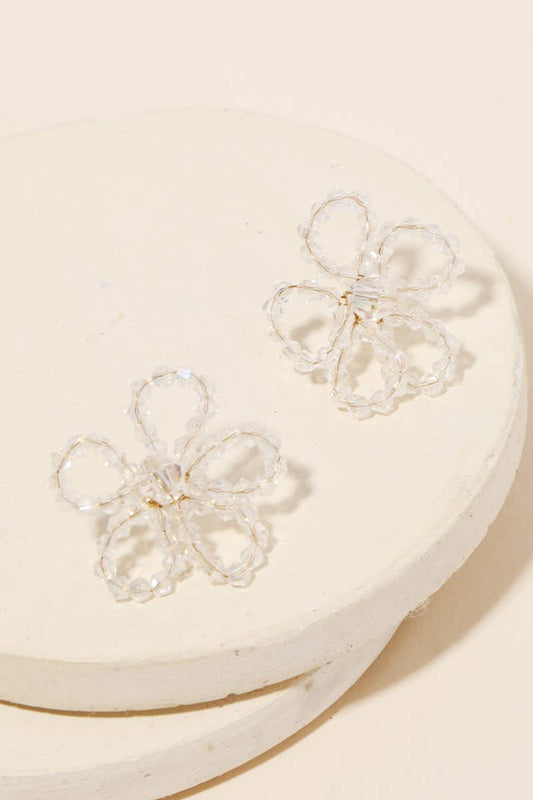 Glass Flower Bead Post Earrings