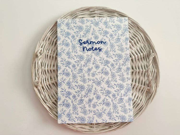 Sermon Notes Blue Floral Journal