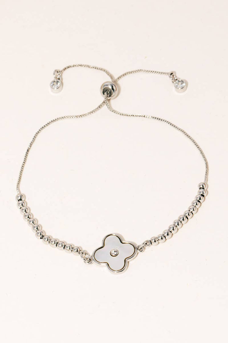 Mother Of Pearl Clover Charm Beaded Strand Bracelet ONE LEFT