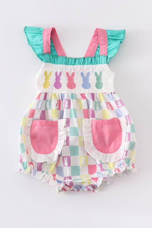 Checkered Rabbit Romper ONE 12M LEFT