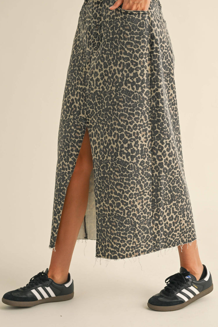 Willow Leopard Slit Skirt