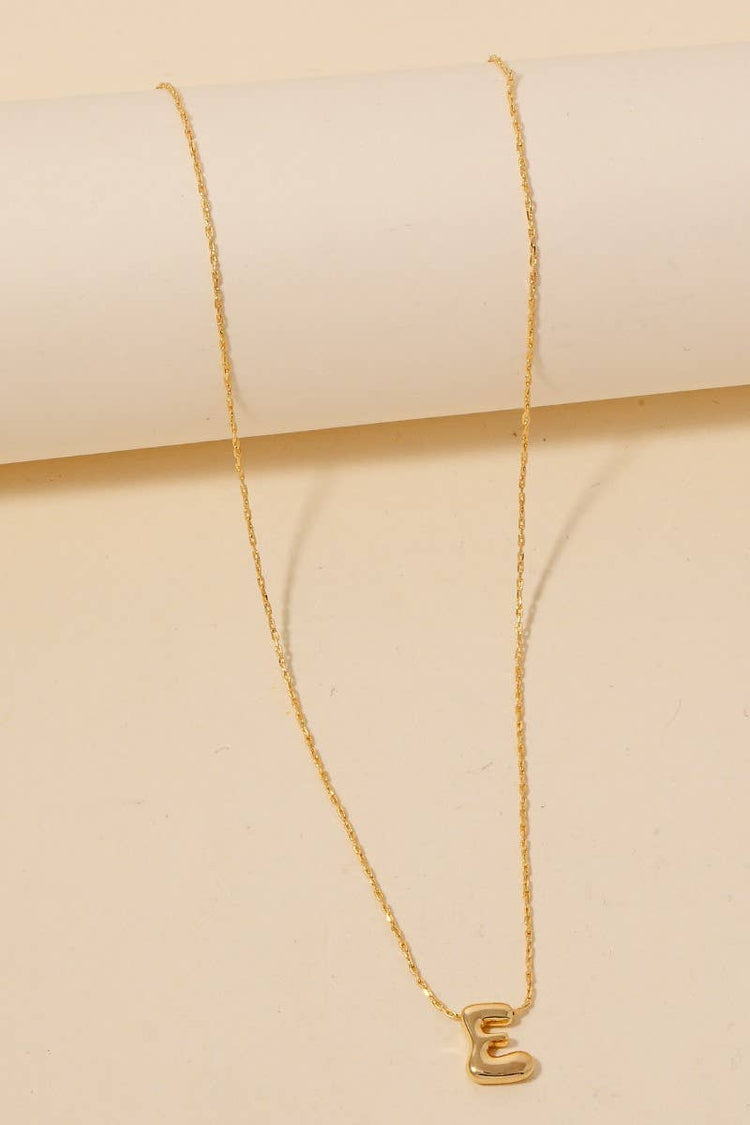 Gold Dipped Bubble Letter Pendant Necklace: H