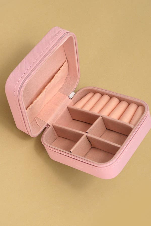 Jewelry Organizer Travel Box Case Light Pink