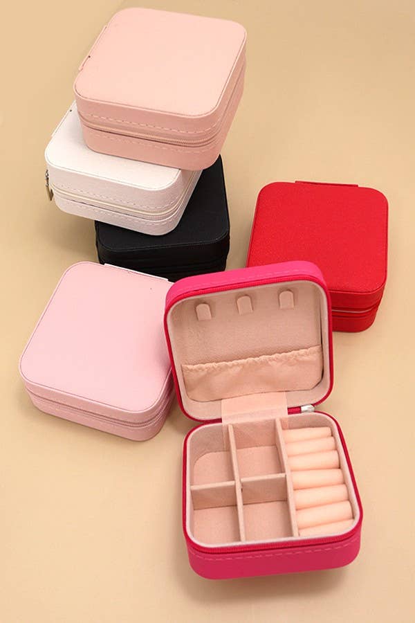 Jewelry Organizer Travel Box Case Light Pink