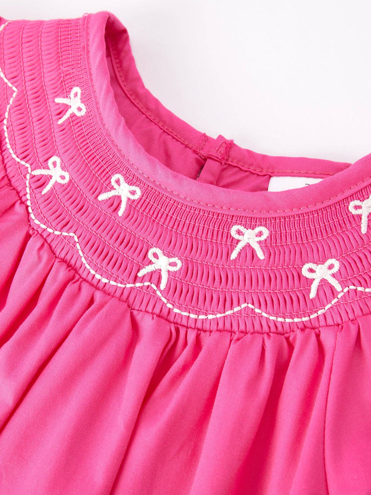 Girls Bow Smocked Dress