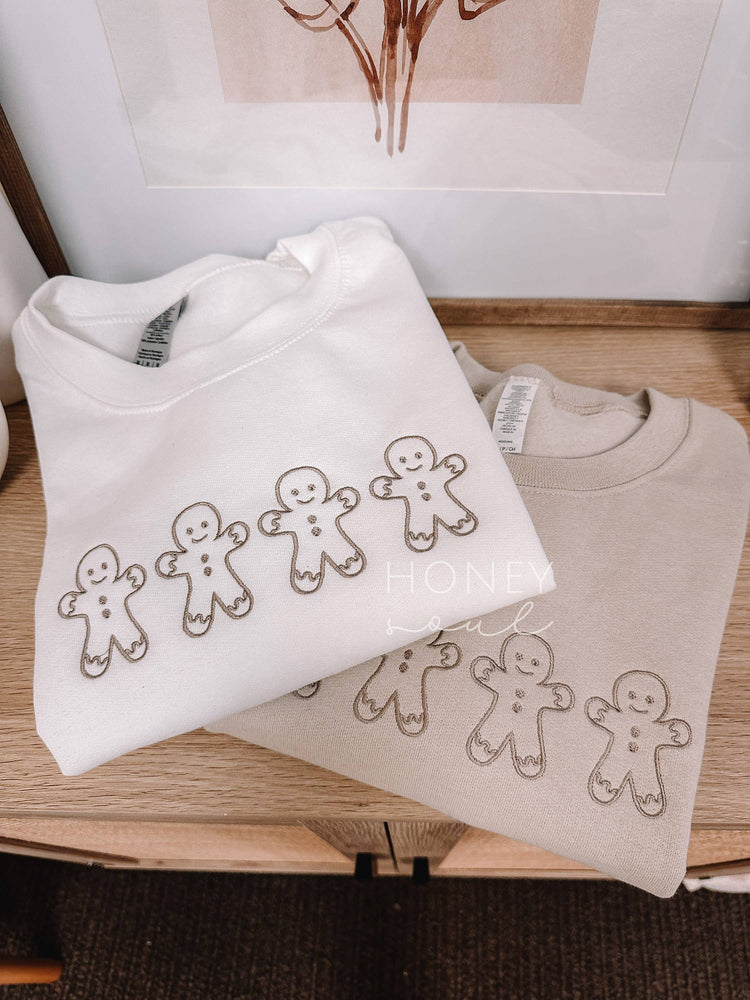 Embroidered Gingerbread Man Sweatshirt White