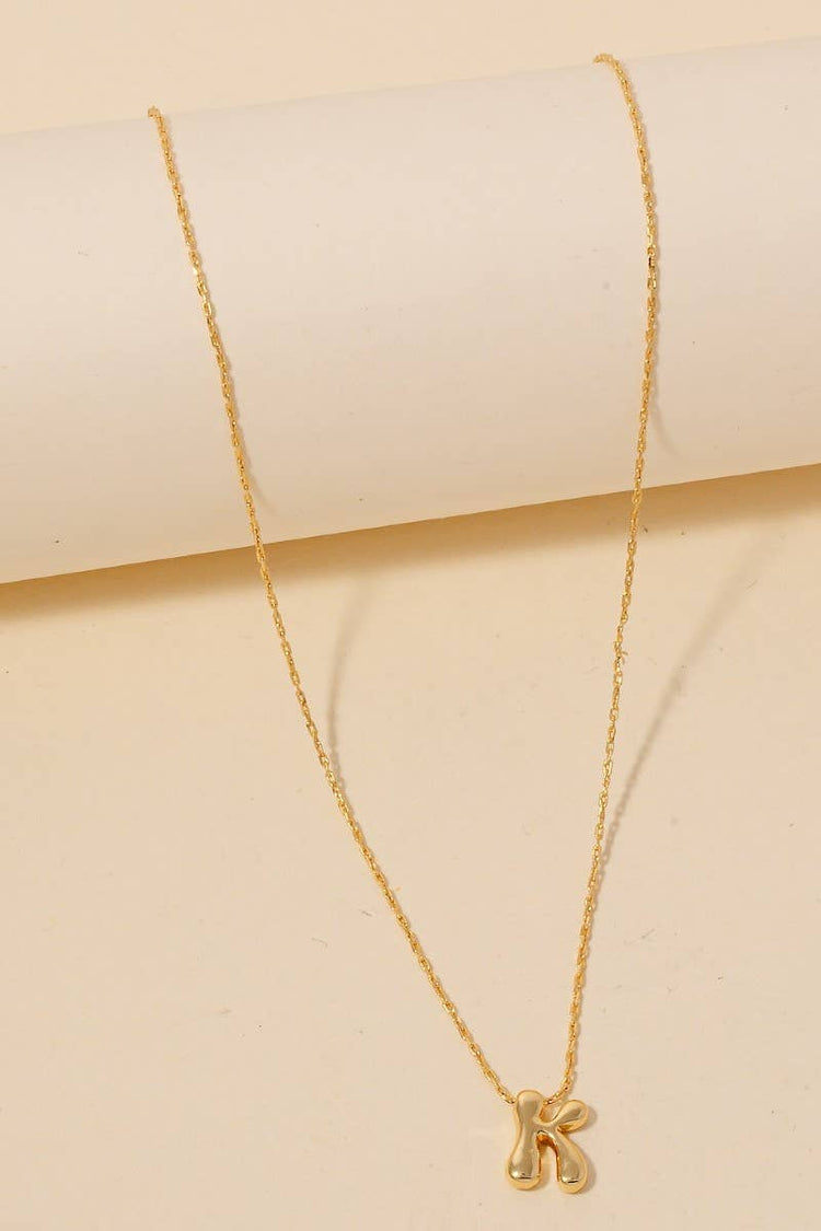 Gold Dipped Bubble Letter Pendant Necklace: H