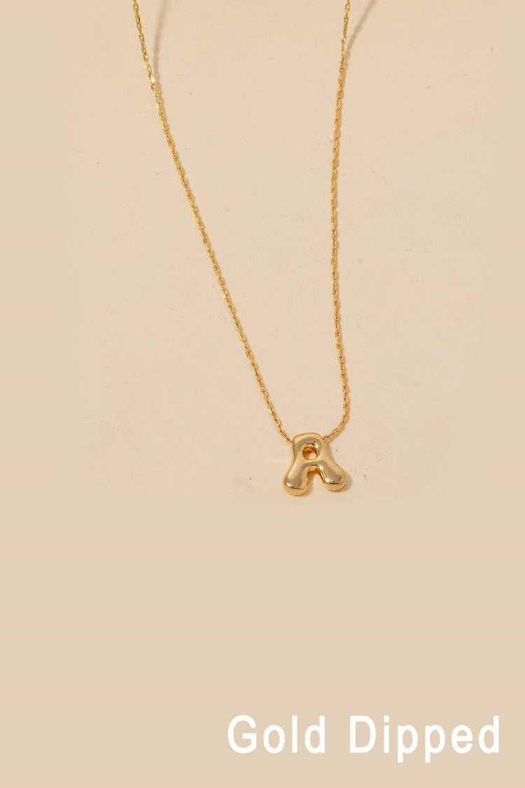 Gold Dipped Bubble Letter Pendant Necklace: H