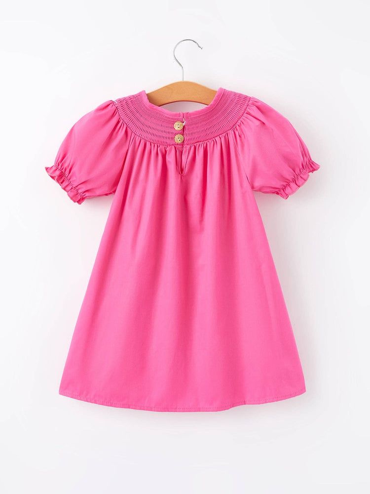 Girls Bow Smocked Dress