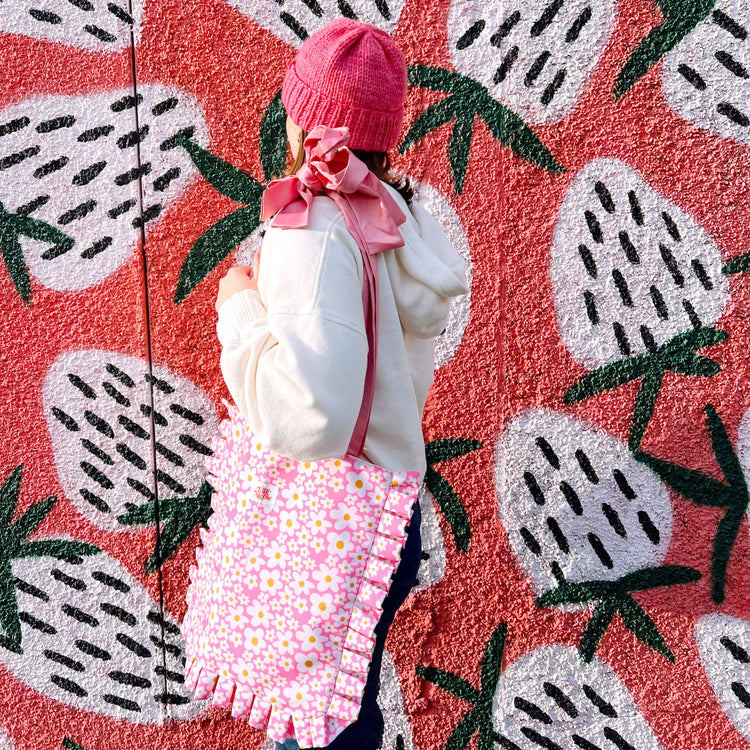 Bow Tote Bag - Pink Daisy