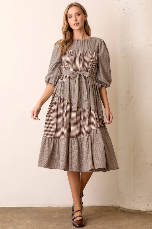 Nova Gingham Midi Dress