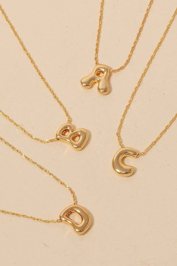 Gold Dipped Bubble Letter Pendant Necklace: P