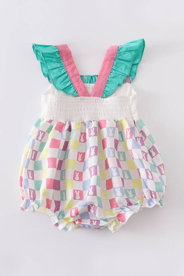 Checkered Rabbit Romper ONE 12M LEFT