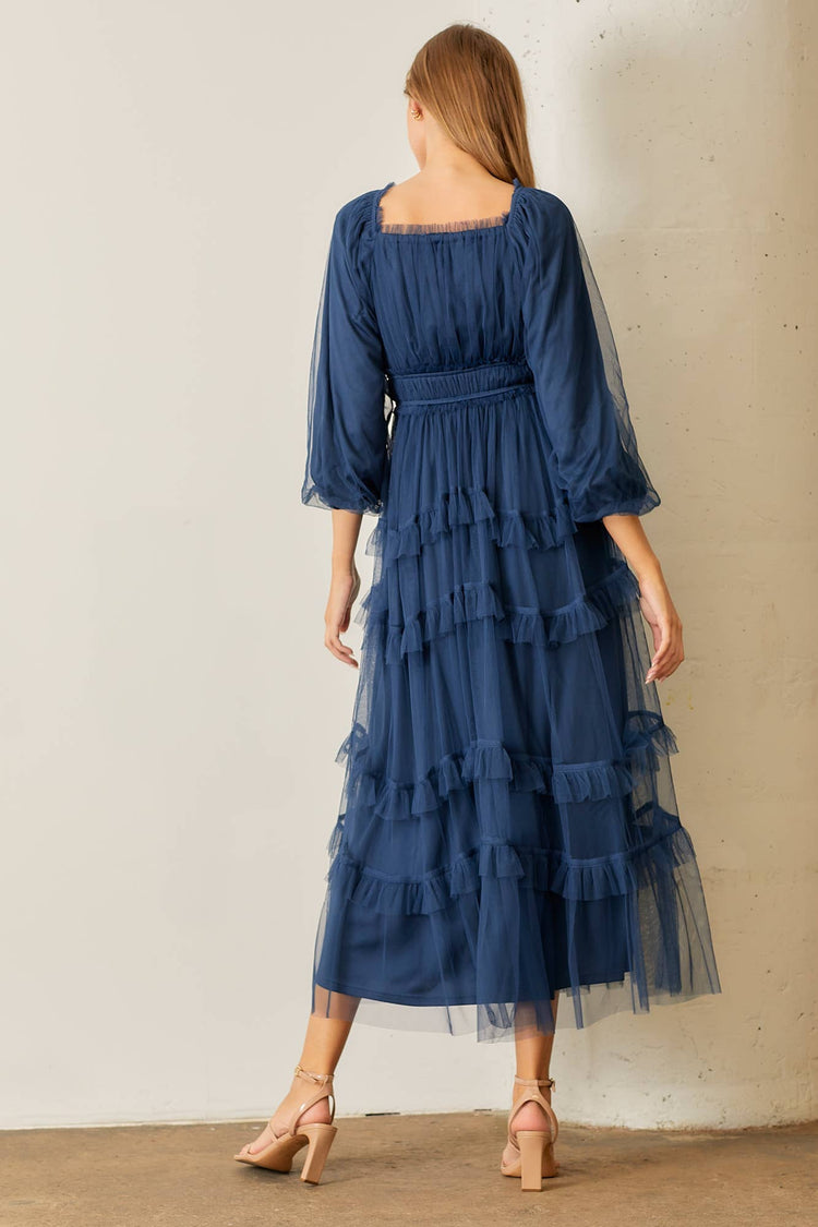 Navy Ruffle Dress