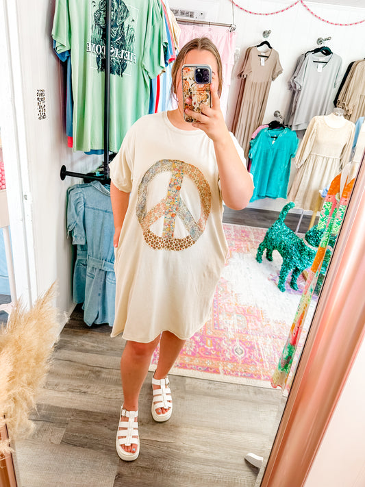 Peace Out Patch Dress Ivory