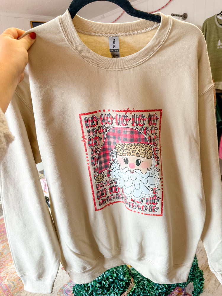 Sand Ho Ho Ho Cheetah Santa Sweatshirt ONE L LEFT