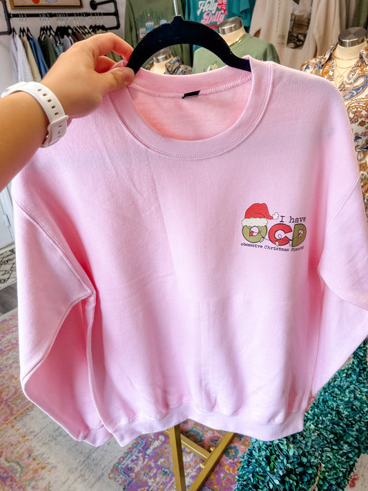 Pink Christmas OCD Sweatshirt ONE MEDIUM LEFT