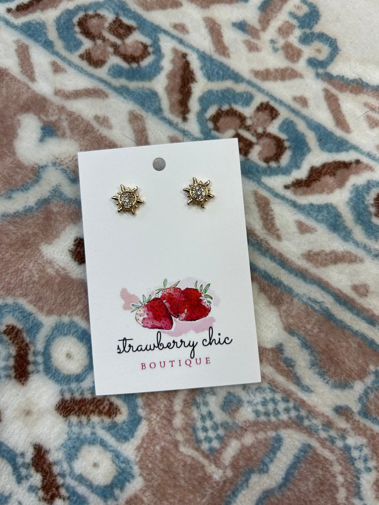 Gold Sun Stud Earrings