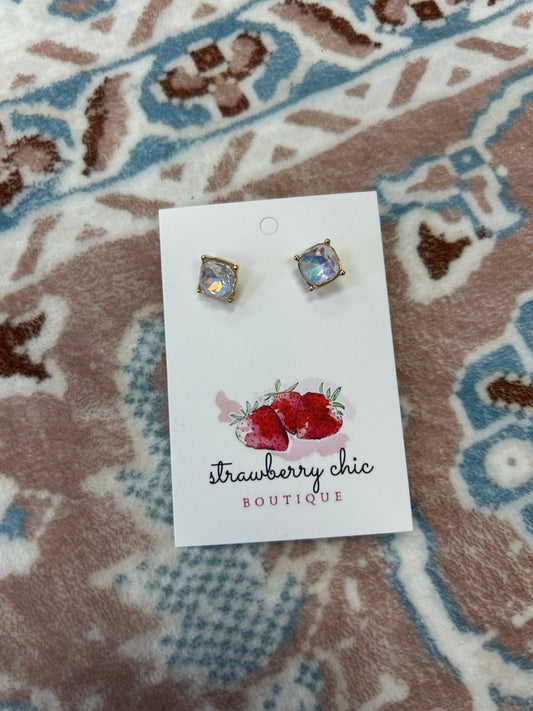 White Jewel Stud Earrings