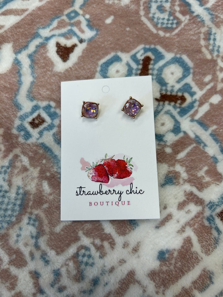 Pink Jewel Stud Earrings