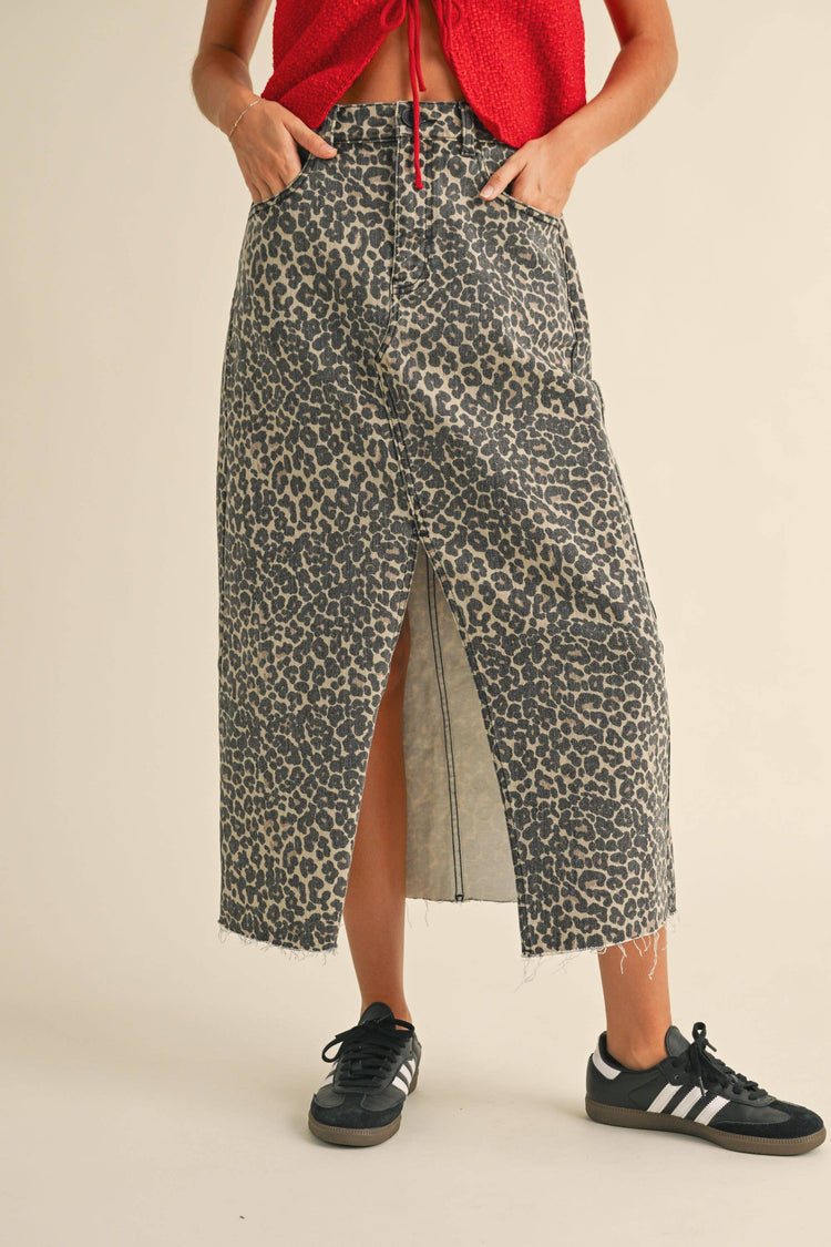 Willow Leopard Slit Skirt