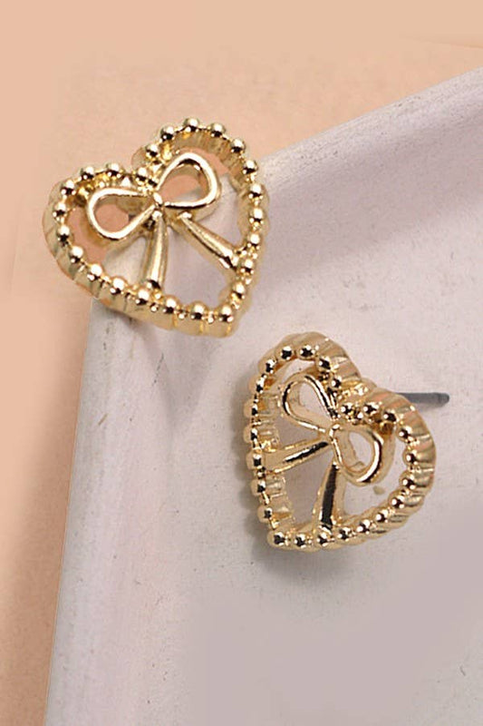 Heart Bow Stud Earrings ONE LEFT