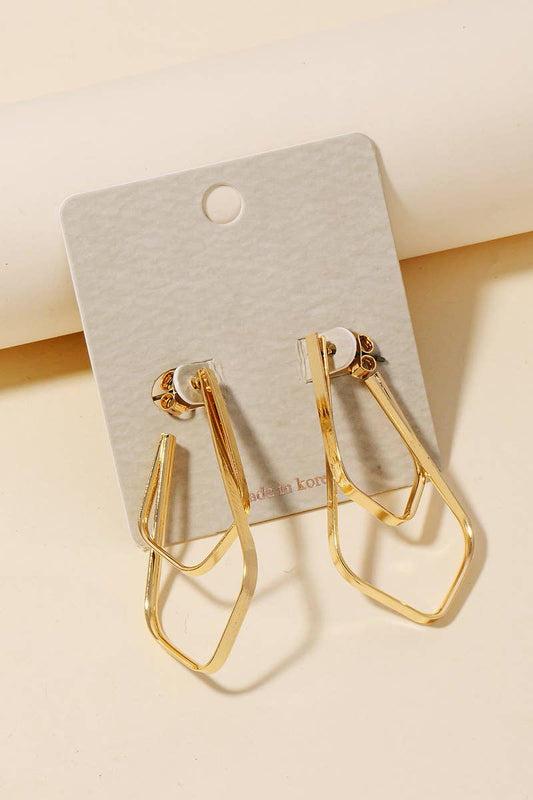 Layered Flat Gold Oval Hoop Earrings ONE LEFT