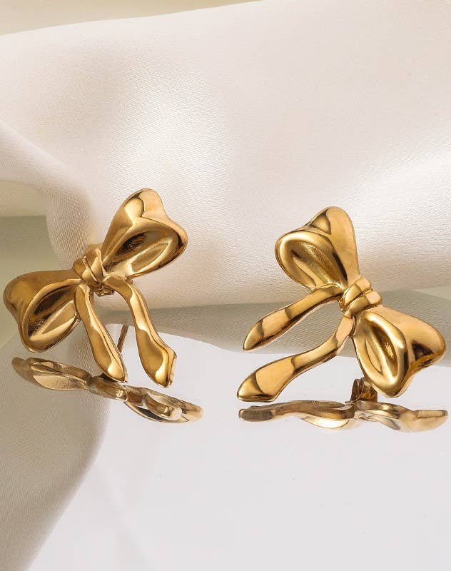 Stainless Steel Tarnish Free Bow Stud Earrings