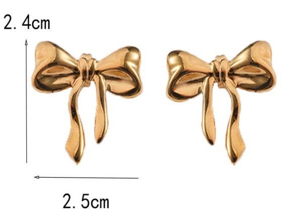 Stainless Steel Tarnish Free Bow Stud Earrings