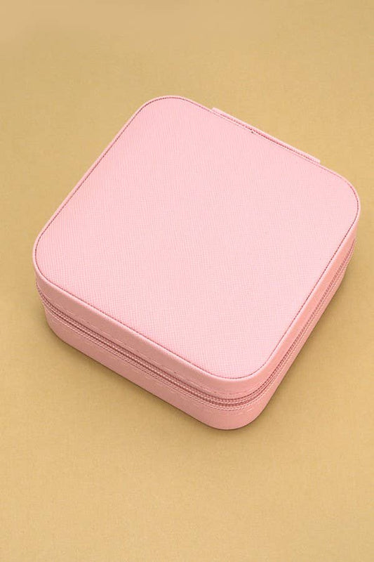 Jewelry Organizer Travel Box Case Light Pink