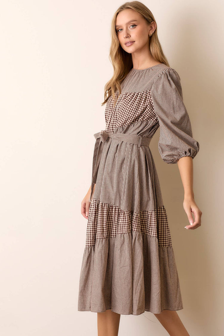 Nova Gingham Midi Dress