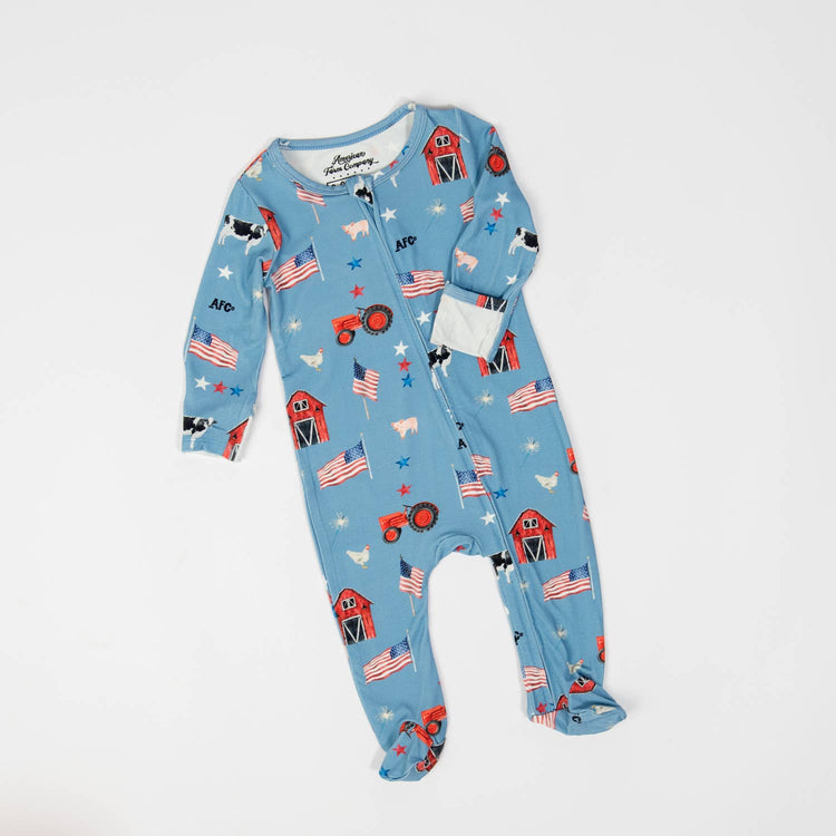 Bamboo Tractor Patriotic Baby Pajamas ONE 6-12M LEFT