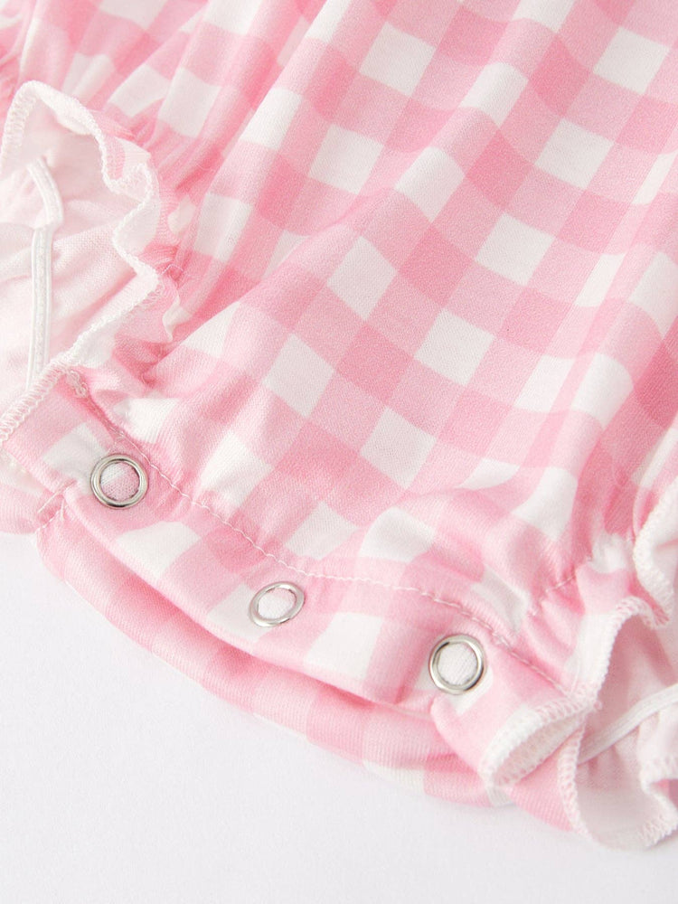 St. Patrick's Day Smocking Embroidered Pink Plaid Baby Girls Romper