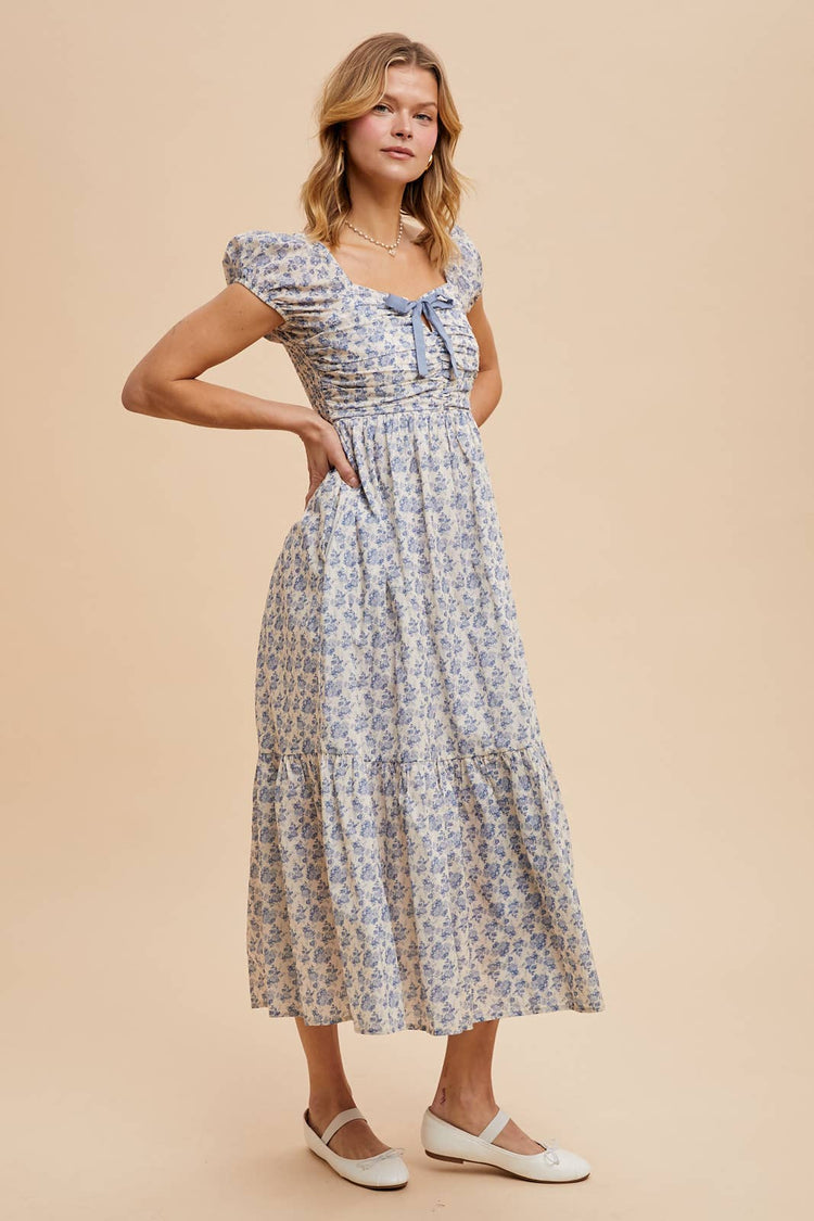 Pop of Floral Tie Maxi Dress