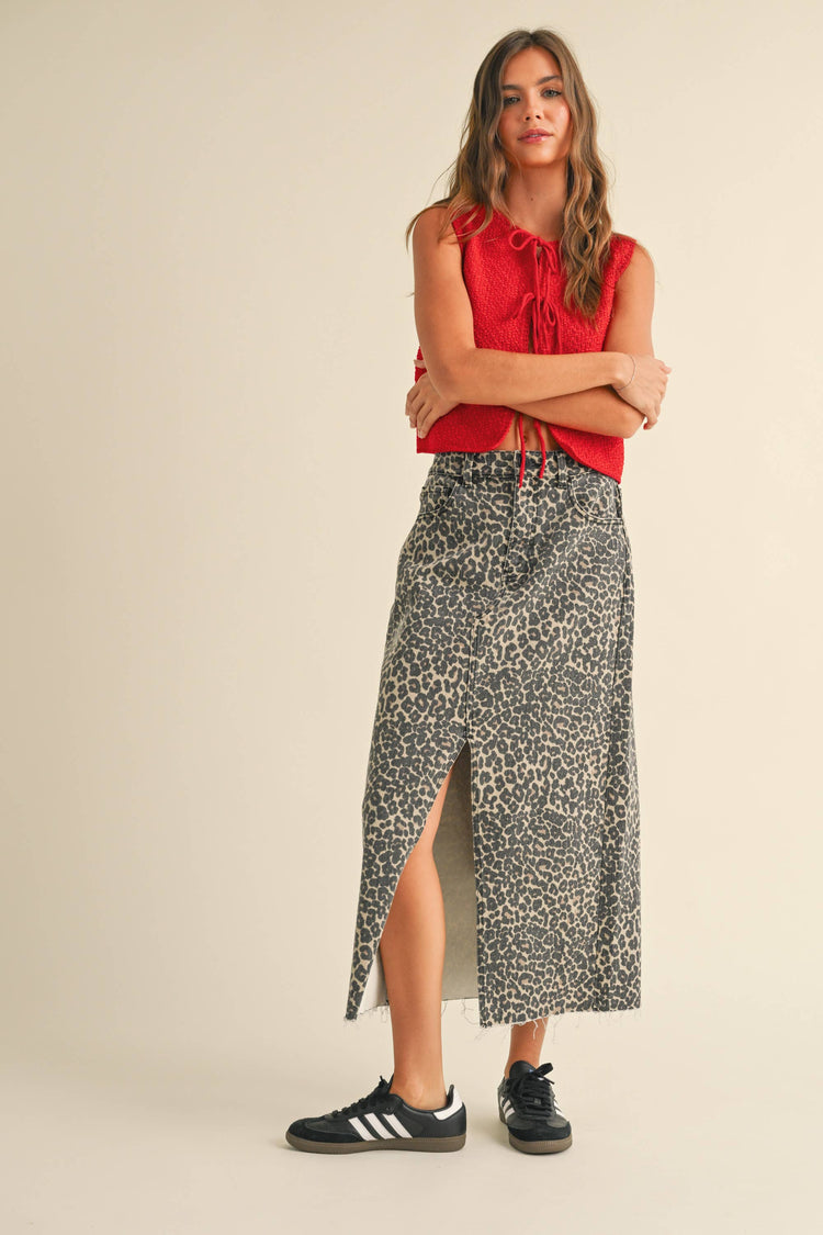 Willow Leopard Slit Skirt